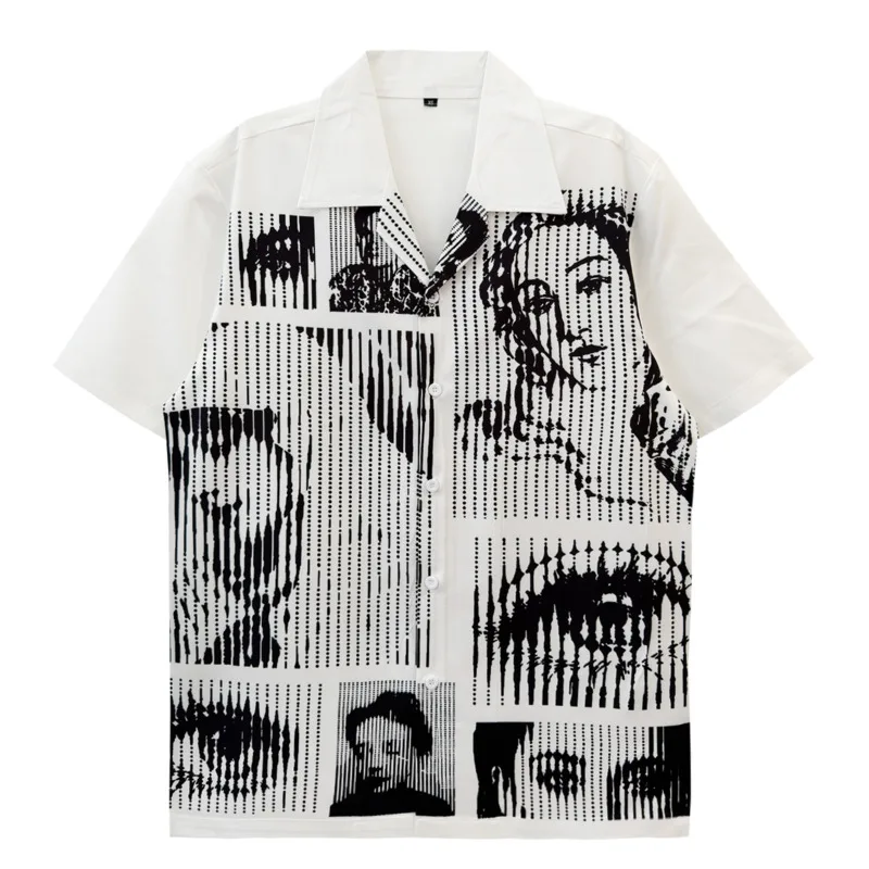 Abstract Art Striped Shirts Men Short Sleeve Casual Shirt Chemise Hawaienne Homme Elegant Shirt Print Shirt Party Men Clothing