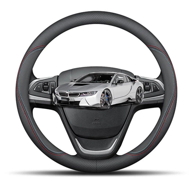 

Car Steering Wheel Cover Breathable Anti Slip PU Leather Steering Covers Suitable 37-38.5cm Auto Decoration Carbon Fiber