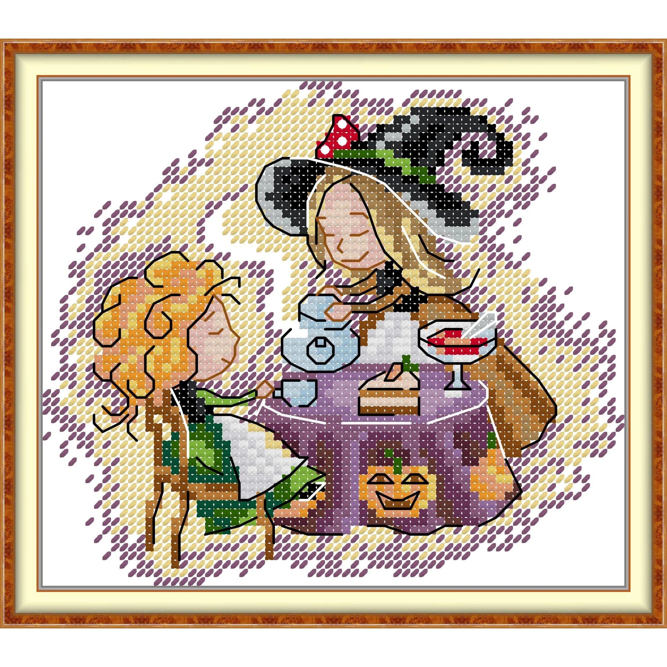 News Pre-Printed Cross Stitch Kit, Stamped Aida Fabric With DMC Threads, Embroidery Kit - Little Wizard 1