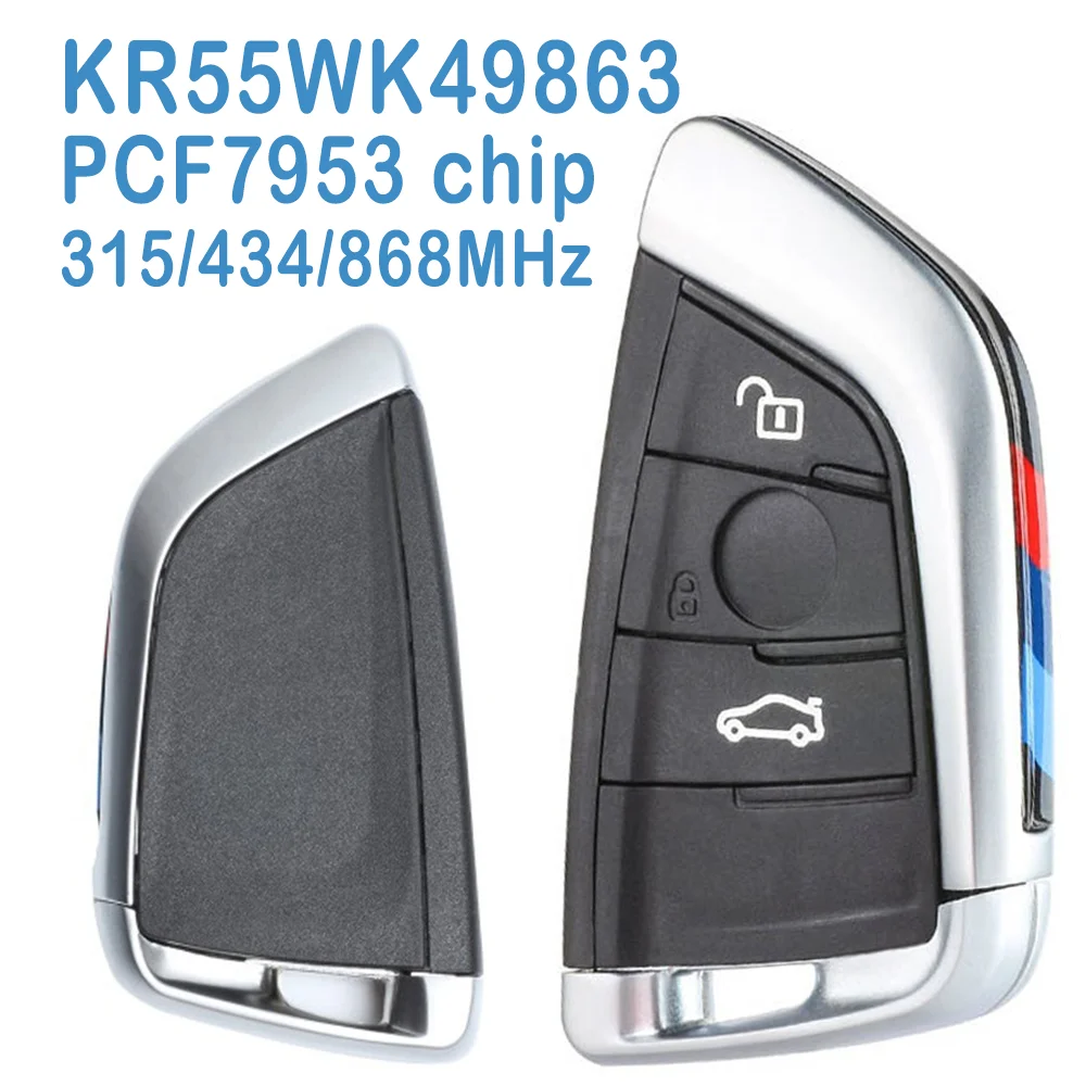 

KR55WK49863 Auto Smart Remote 315/434/868MHz 2+1 Buttons PCF7953 Chip Replace Car Key Fob For BMW 1 2 3 4 5 6 7 Series X3 M2