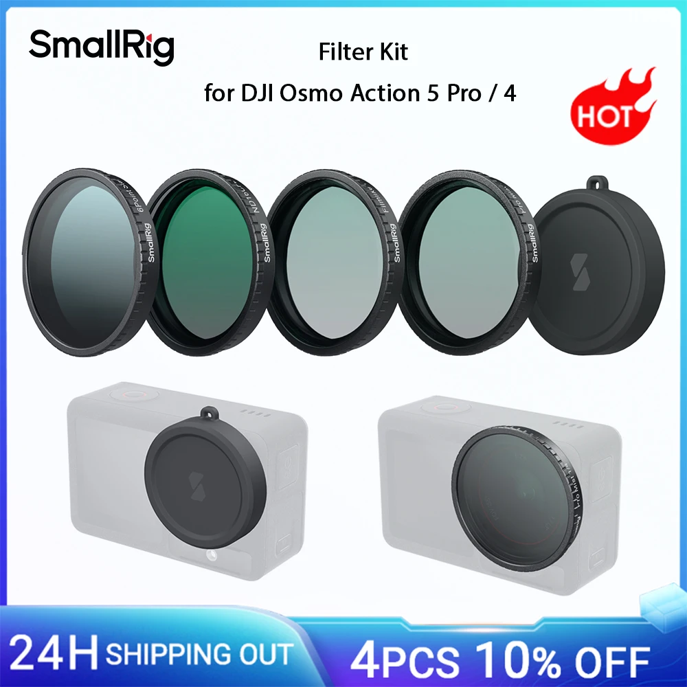 

Комплект фильтров SmallRig для DJI Osmo Action 5 Pro/4, с 1/4 Black Mist/ND16 и CPL/Star-Cross/Film Simulation Filter, крышка объектива -5412