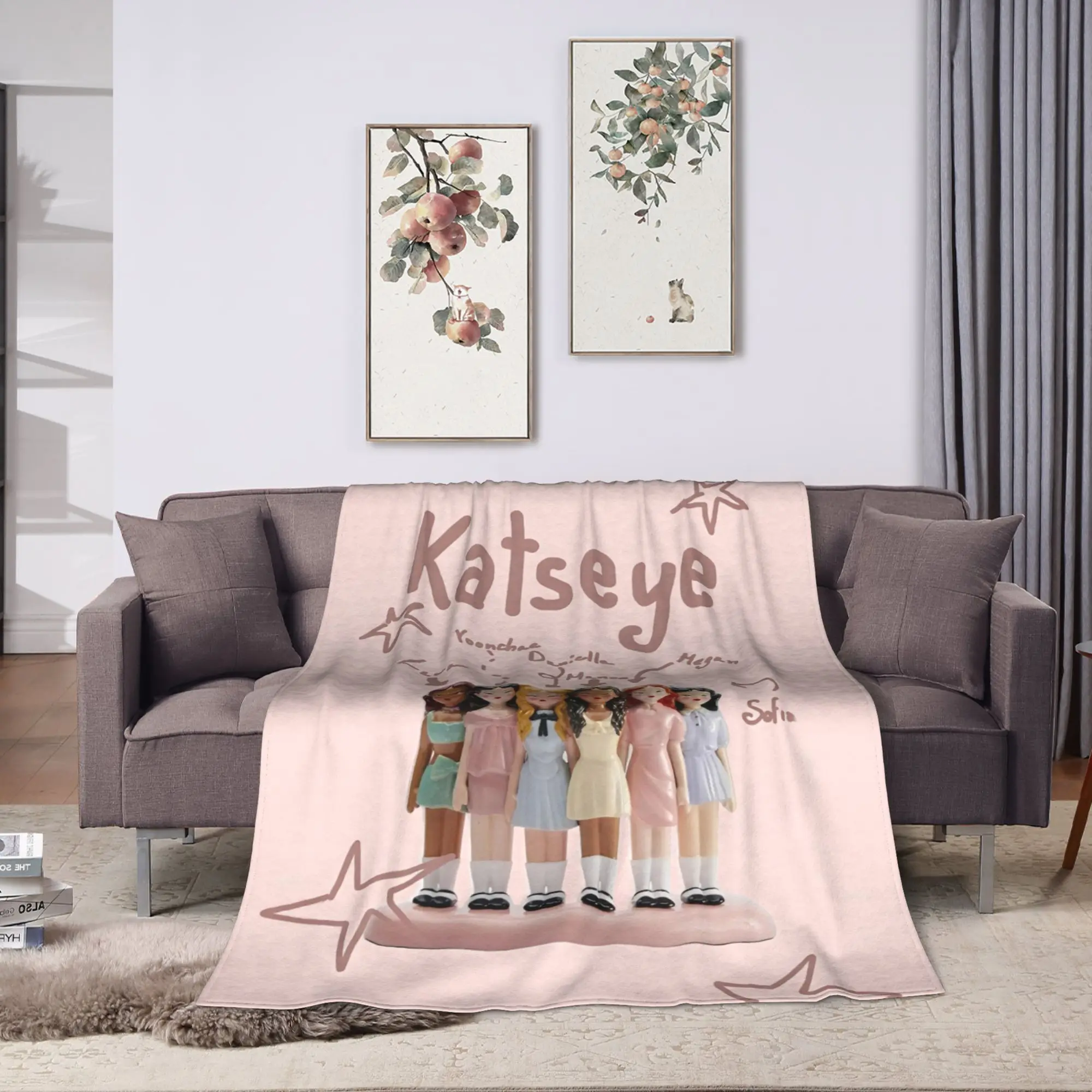 

Корейские одеяла KATSEYE Gnarly, фланелевое многофункциональное легкое одеяло с принтом для постельного белья, дивана, коврика