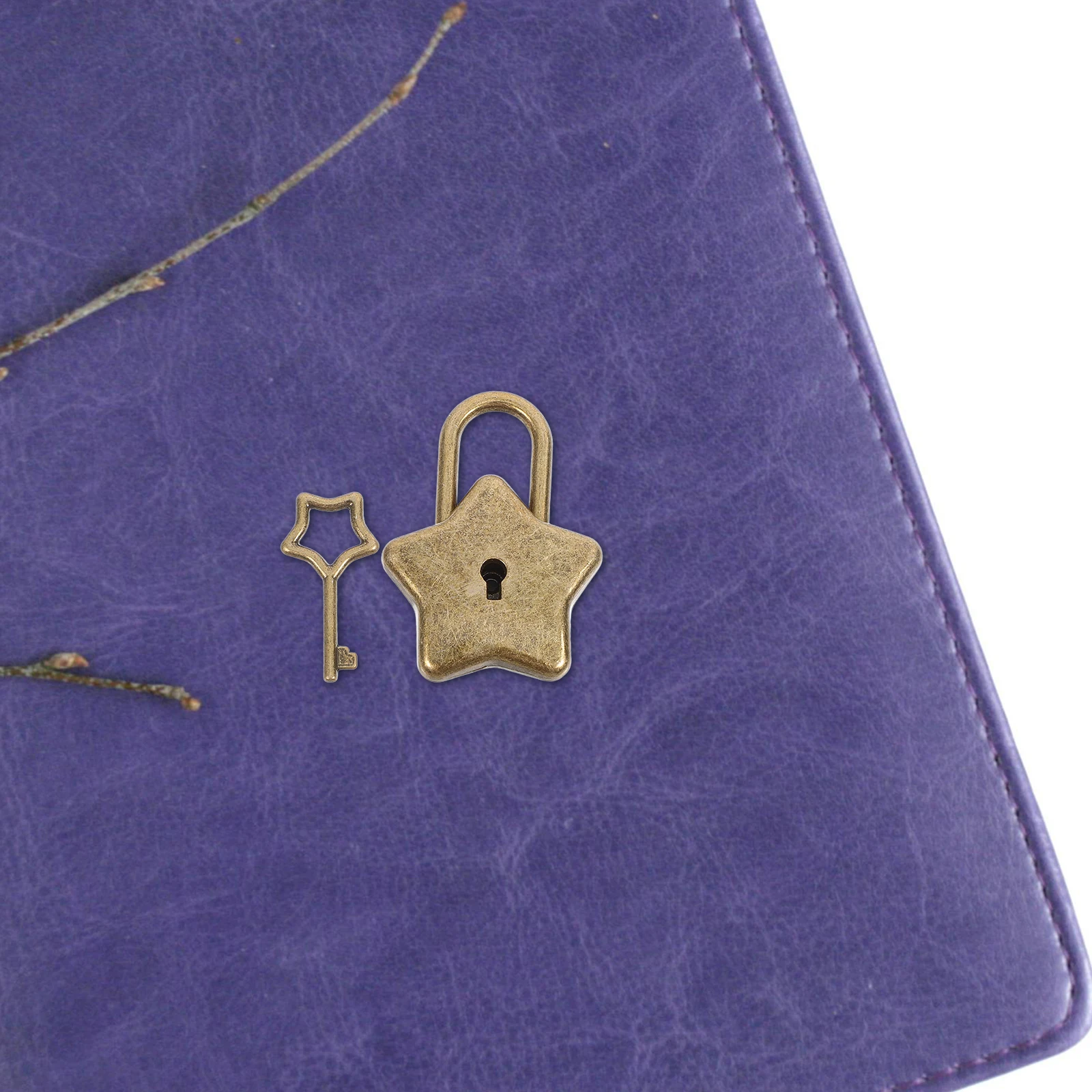 

Padlock Diy Accessory Metal Five-pointed Star Notebook Dark Brown Shape Decoration Decorative