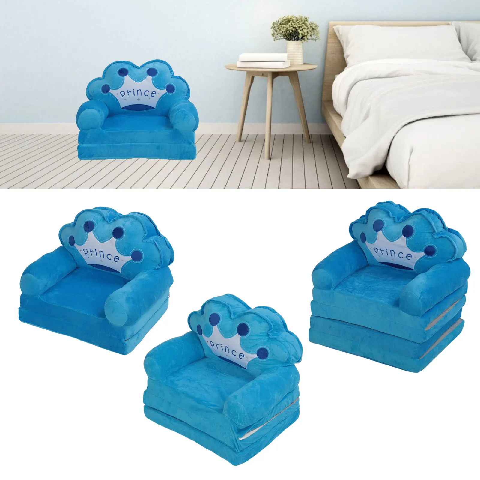

Foldable Cartoon Chair Lovely Crown Multi Functional Folding Kindergarten Reading Sofa Blue Folding Kindergarten Reading Sofa