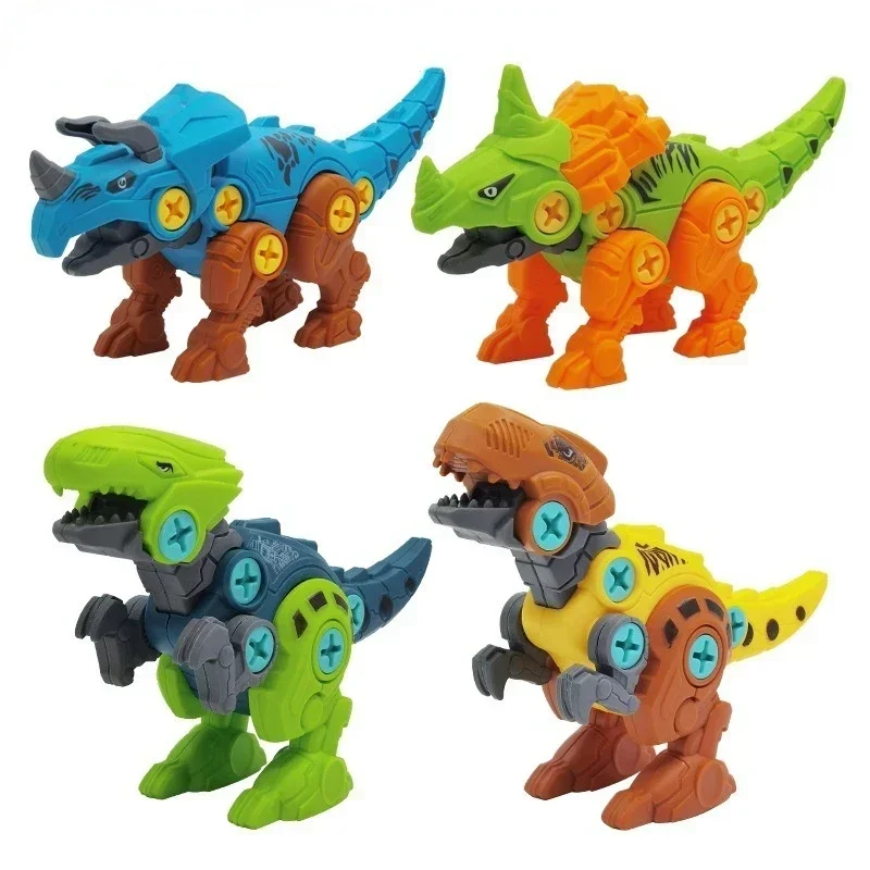 Assembled Dinosaur Disassembly Children's with Soft Projectile Ejection Screwable Dinosaur Figures Bricks Dino Toys Combination