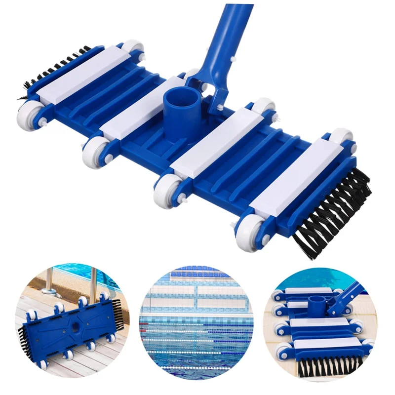

14-дюймовая вакуумная головка для бассейна с боковыми щетками, колесами, вакуумная головка с поворотной ручкой и соединением шланга для бассейнов