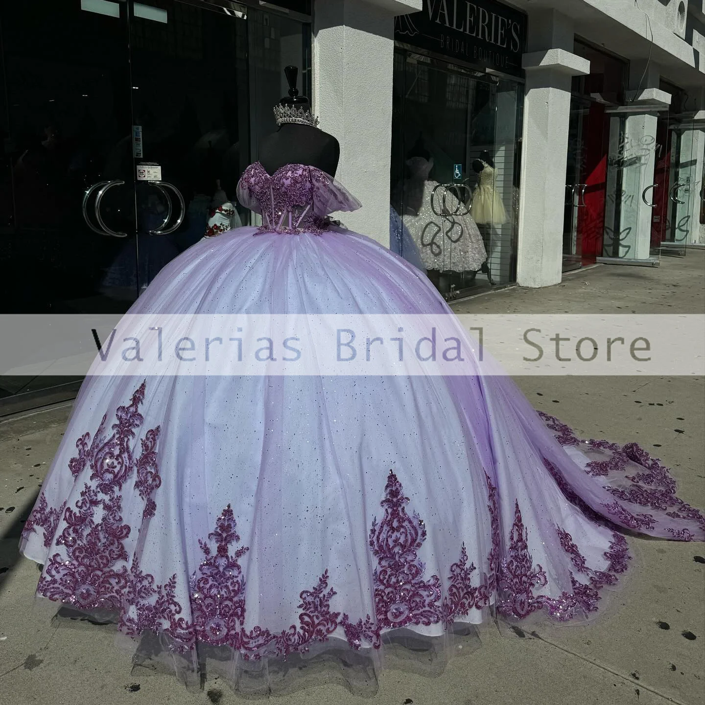 Purple Quinceanera Vestido Fora Do Ombro Princesa Vestido De 15 Quinceañera Appliques Beads Vestidos De Aniversário Personalizado