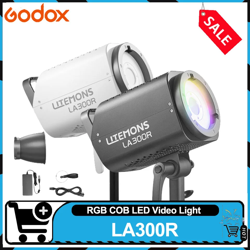Godox Litemons LA300R RGB LED Monolight Full Color 1800-10000k Bowens Mount COB Video Light for Live Streaming