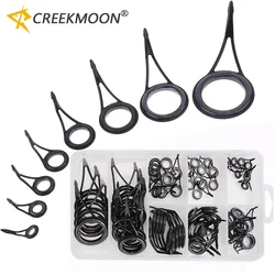 75Pcs/Box Fishing Rod Guide Eye Rings Ceramic Rod Tip Tops Set Strong Fly Line Rings Guides Tips Repair Kit DIY Eye Rings 6#-30#