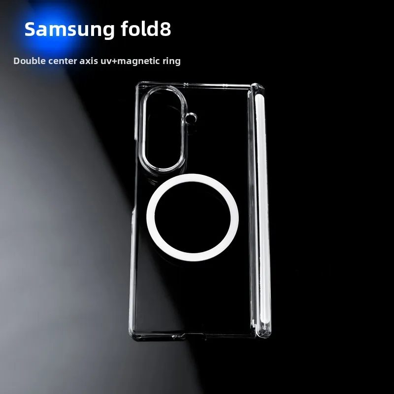 Magnetic Shockproof PC Back Cover For Samsung Galaxy Z Fold 8 7 6 5 4 3 Fold7 Fold8 Hinge Protector Phone Case Transparent