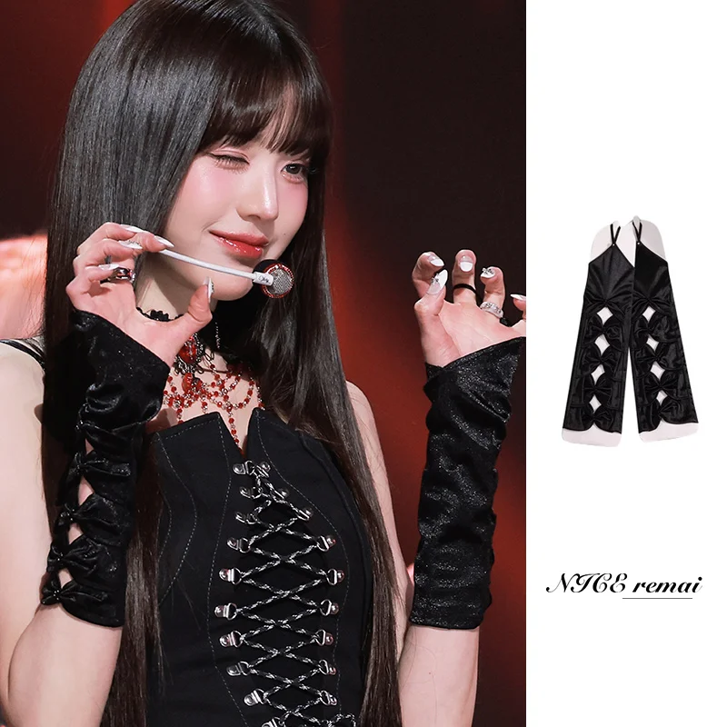 

Millennium Hot Girl Stage Performance Gloves Zhang ng Fingerl Arm Sves for Women Medium Thin Knot