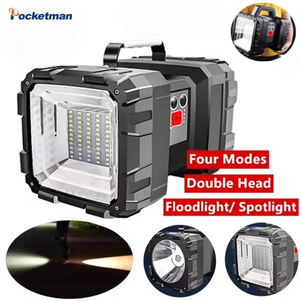 Super Bright High Power Searchlight USB Rechargeable Hand Lamp Waterproof Handheld Flashlight LED Work Spotlight Floodling Light