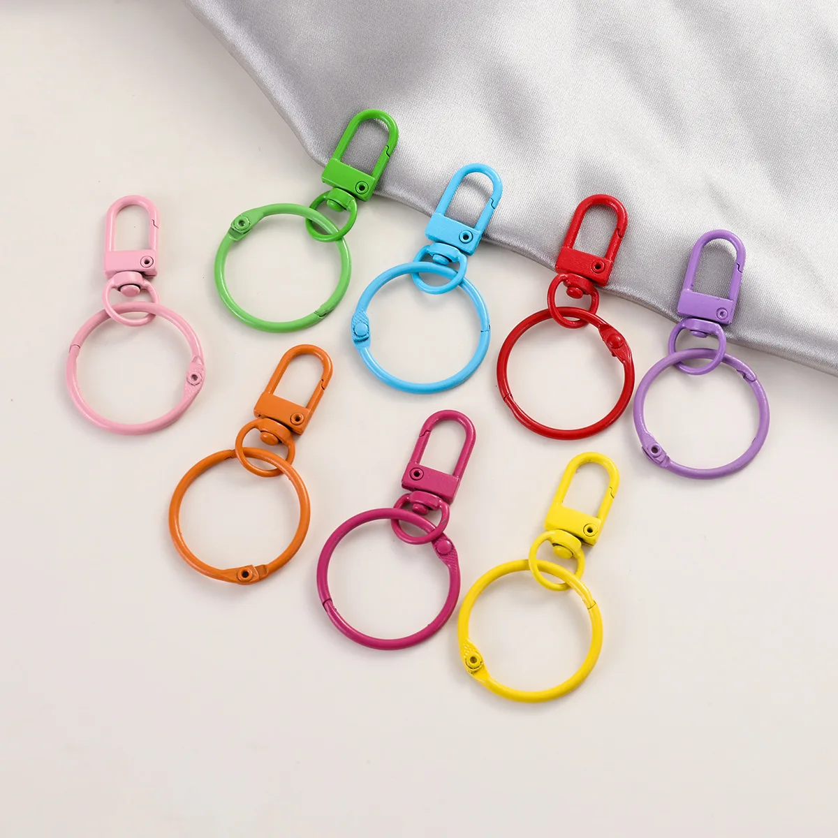 10/20/50pcs Random Color Keyring Lobster Clasp Hooks With Adjustable Buckle For Making Keychain DIY Bags Doll Hook Jewelry