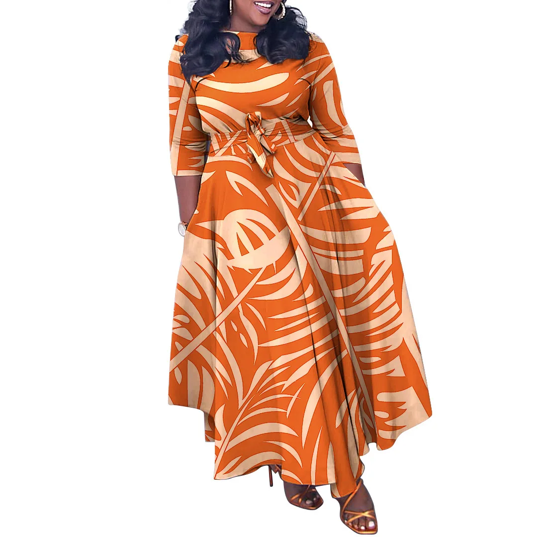 2024 sukienki afrykańskie dla kobiet Plus Size poliester afryka 3/4 rękaw Dashiki Abaya Print Maxi Dress Africa ubrania sukienka z ankary