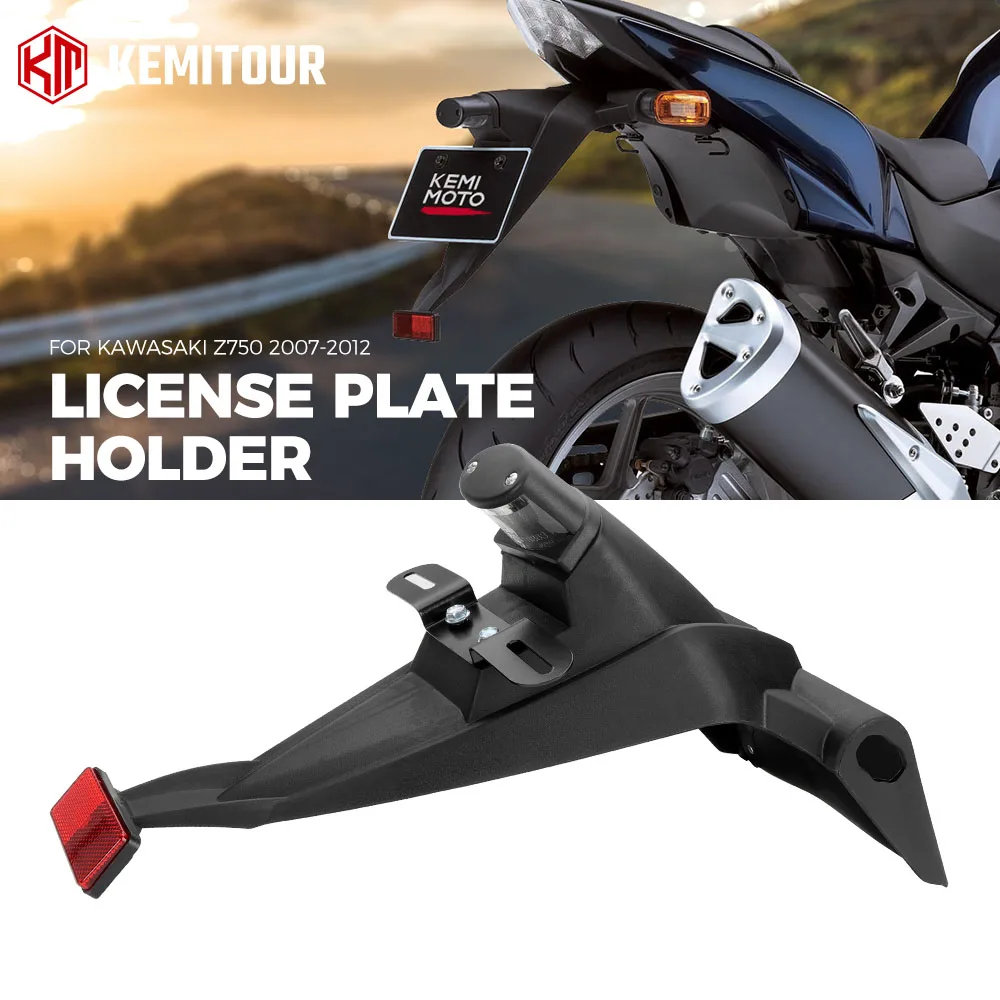 

License Plate Holder For Kawasaki Z750 Z-750 2007-2012 Rear Motorcycle License Number Plate Light Frame Bracket Fender E4