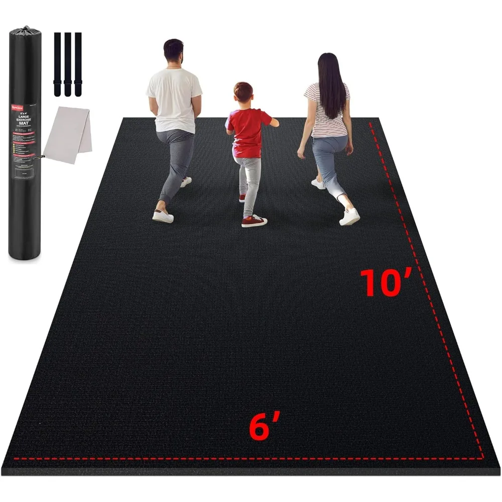 Large Exercise Mat for Home Workout,10'x6' (7mm) Extra Thick Workout Mat, High-Density Gym Mat for Cardio, Jump Rope, MMA