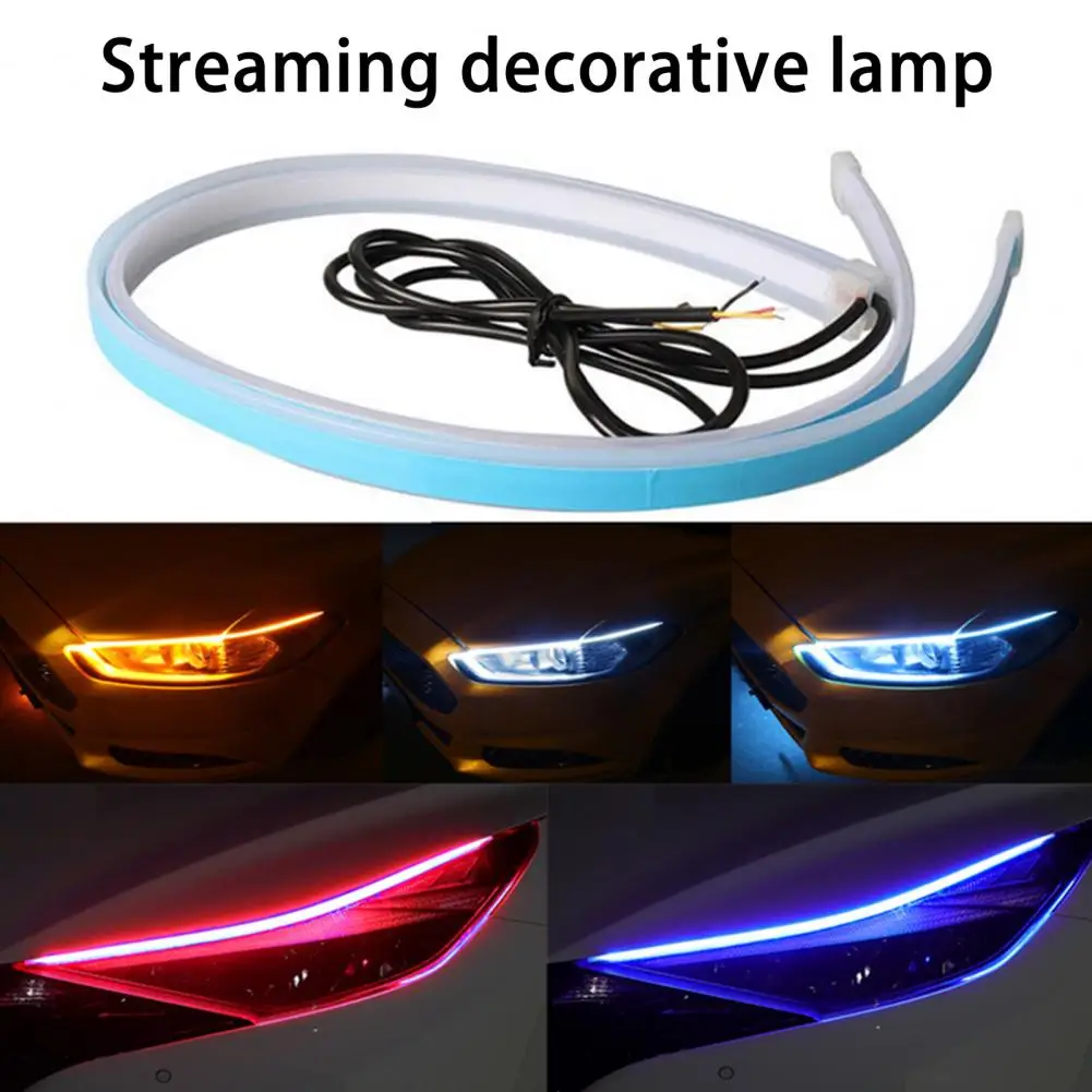 Modified 2Pcs Useful Auto Front DRL Headlight Strips Two-color Daytime Running Lamps Low Power Consumption   for SUV