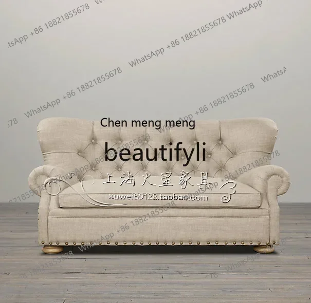 N178  European neoclassical simple sofa single double triple American country fabric sofa9344