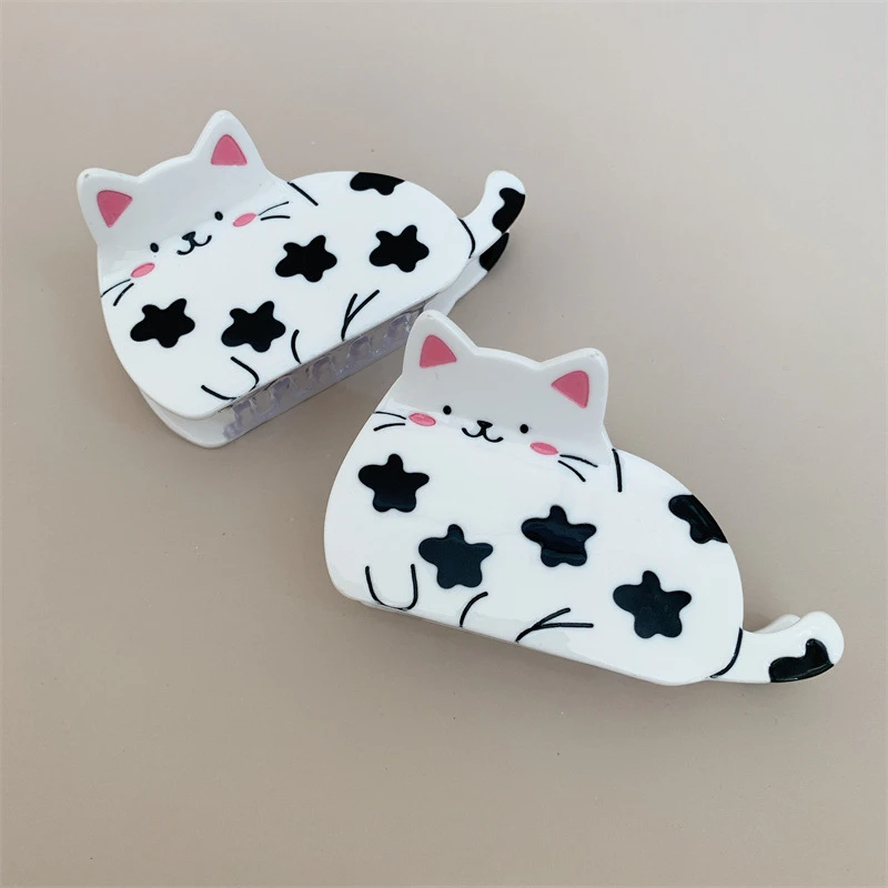 DuoShang Cute Cartoon Animal Cat Acetate Hair Claw Light Luxury Eco-friendly Animal Claw Clip for Women Girls Hair Accessories