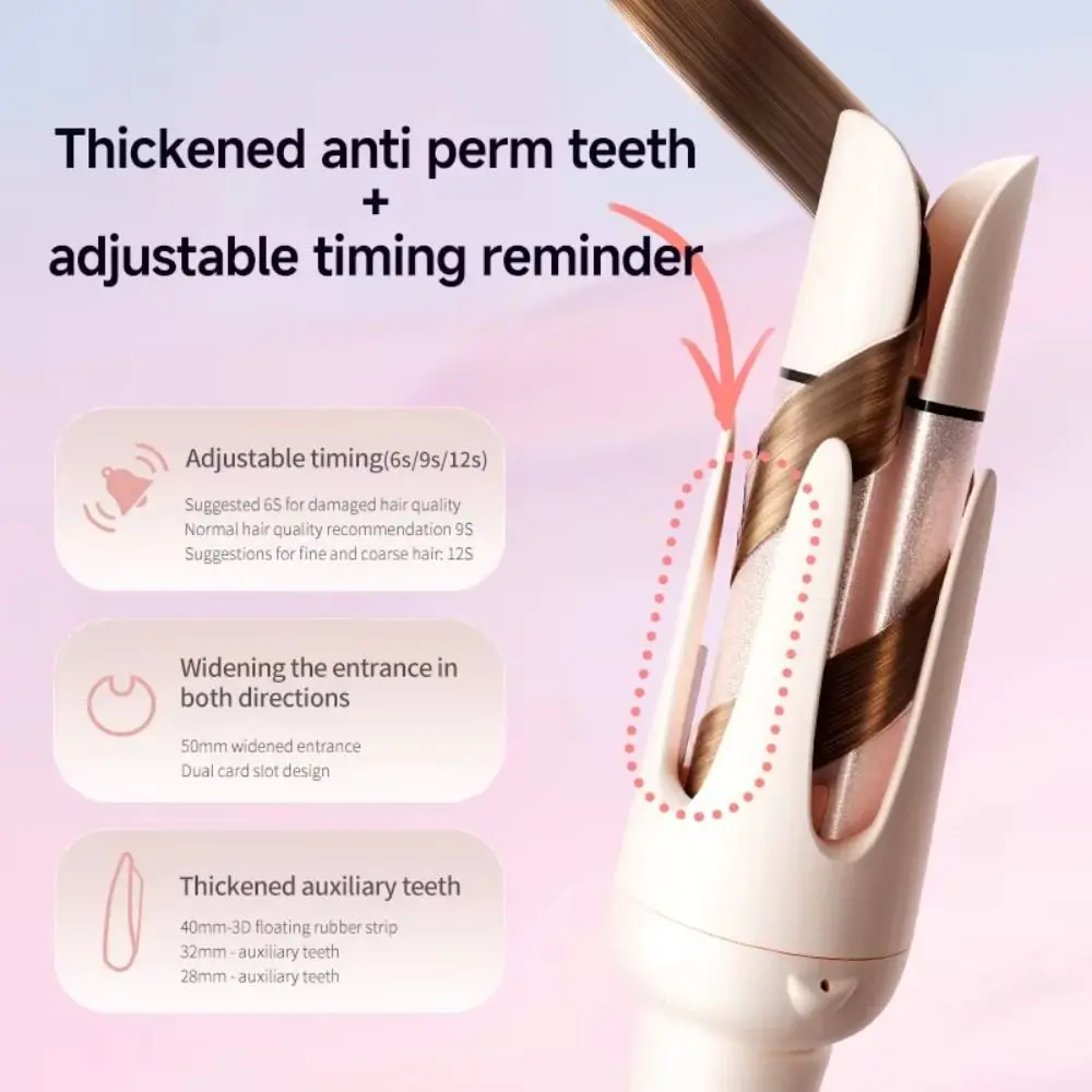 1set（5pcs） 40mm Large Barrel Automatic Hair Curler Humanized Handheld Stable Heating Negative Ion Curling Iron Soft Natural Wave