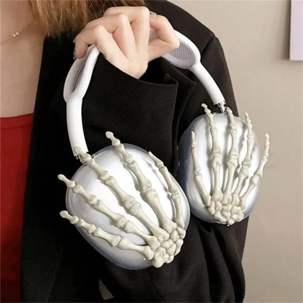 1 pair Cute Earphones Protective Case Clear Head Mounted Bluetooth Earphone Shell 3D Funny Skeleton Hand for Airpods Max