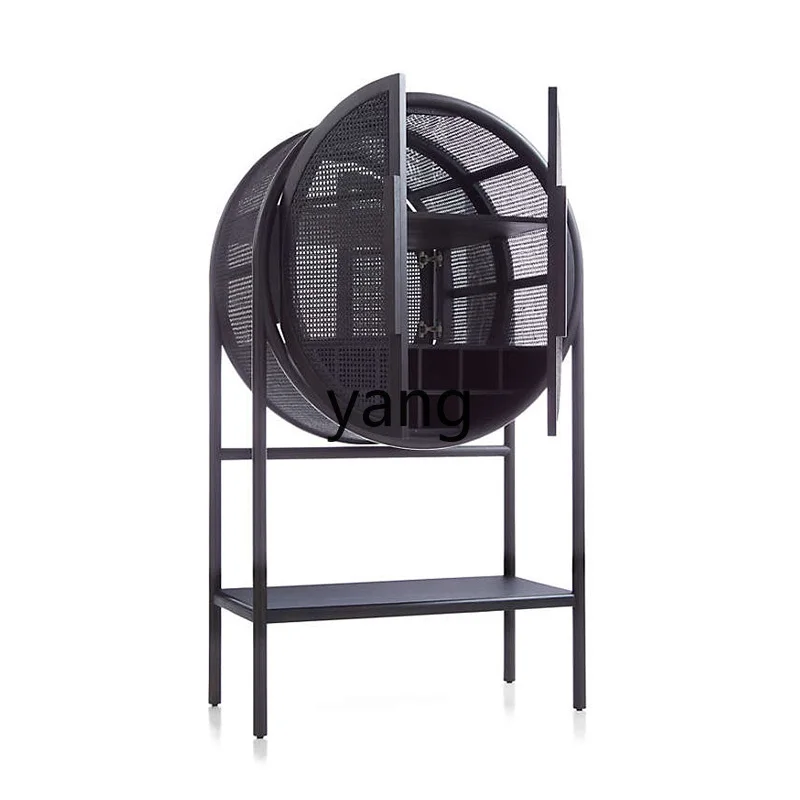 

lmm solid wood rattan circular locker simple living room bed and breakfast bedroom storage cabinet