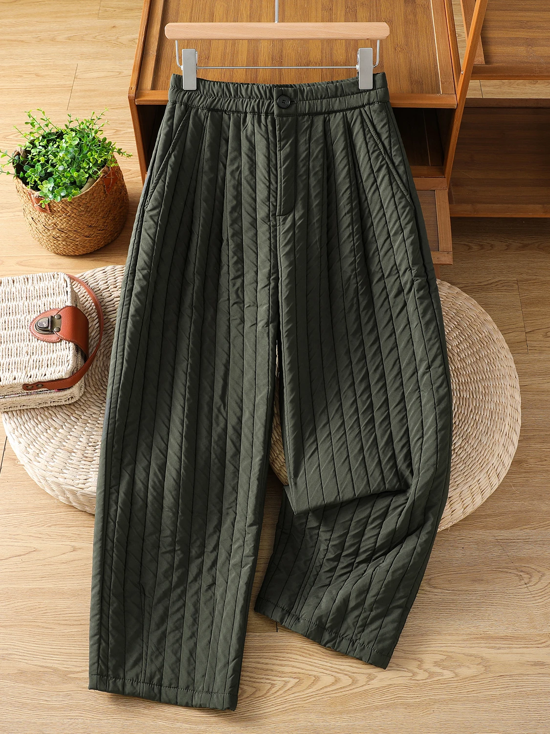 

plus Size Wide Leg Pants Women's Casual Thiened Winter Faion Age-Defng Versatile Comfortable High Waist Straight Cut Tr...