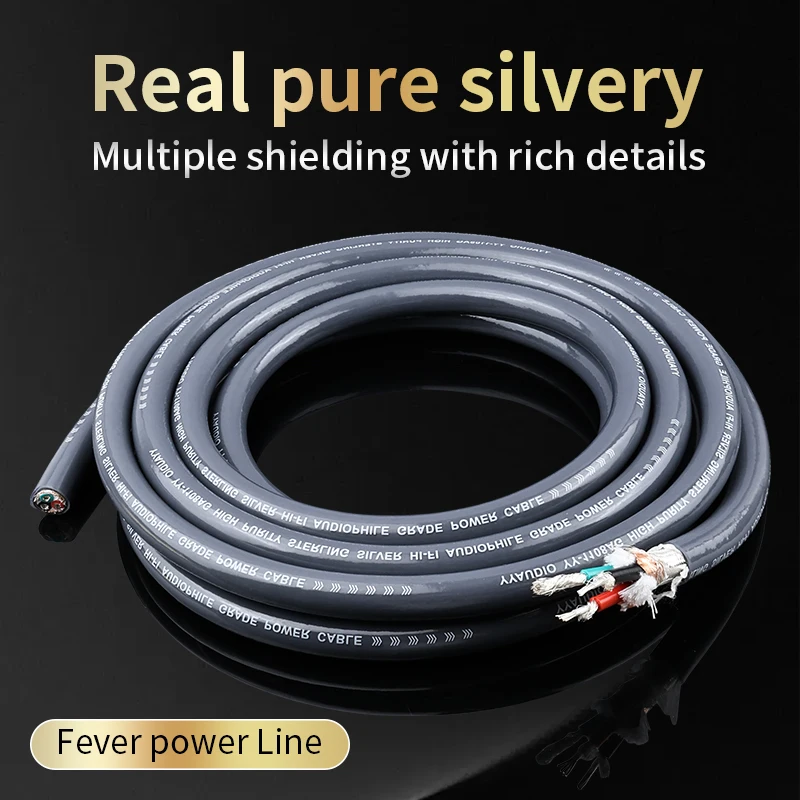 Pure Silver Plated Copper Power Cord High-Density Shielded Power Connection Line Loose Wire Audio Cable