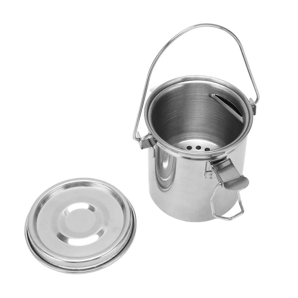 Small Size Paint Brush Washer Stainless Steel Rust-proof Surface Oil Painting Cleaning Pot with Practical Handle Strainer