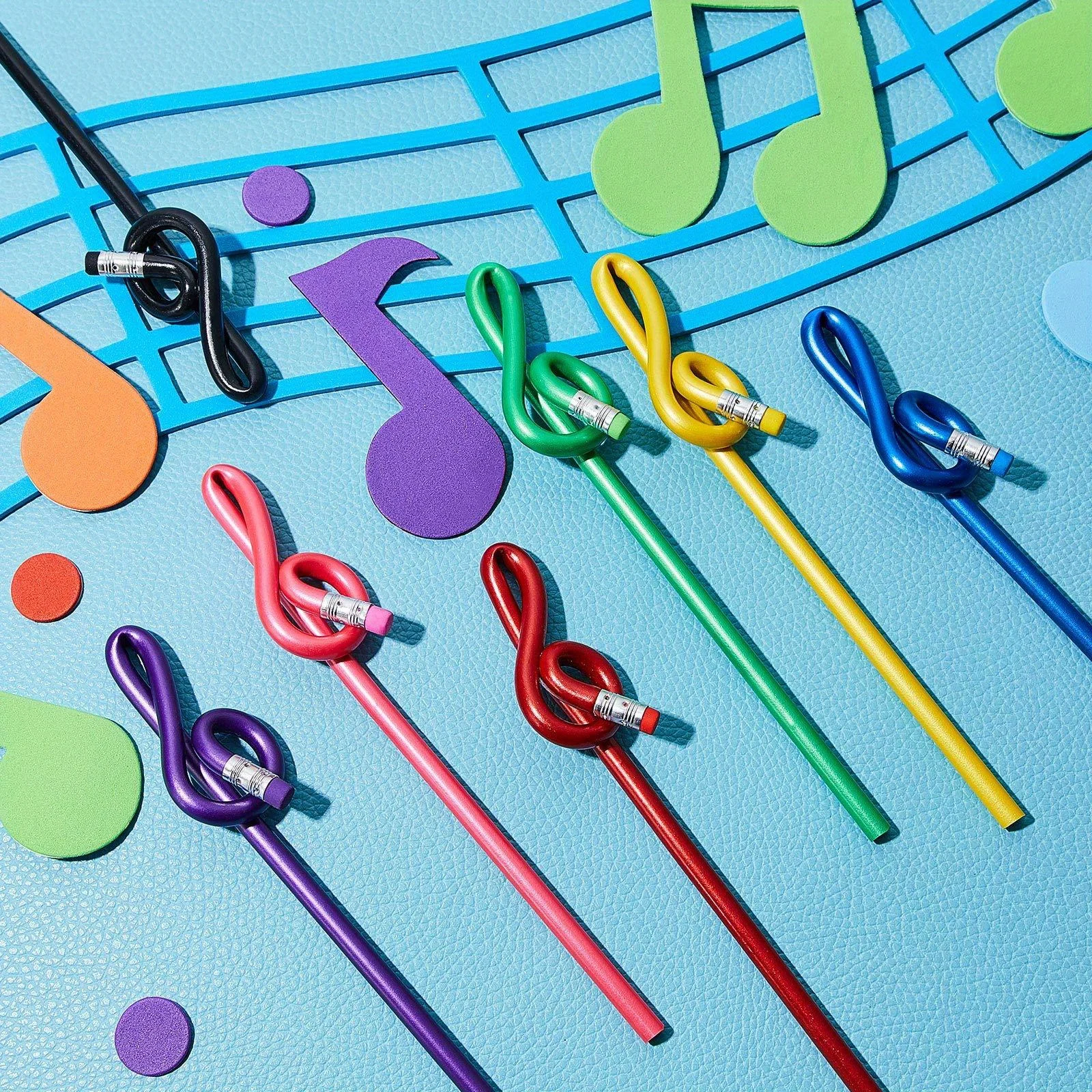 14pcs Wood Musical Note Pencils Set Music Themed Writing Utensils with Eraser, Back To School Gifts for Music and Piano Lessons