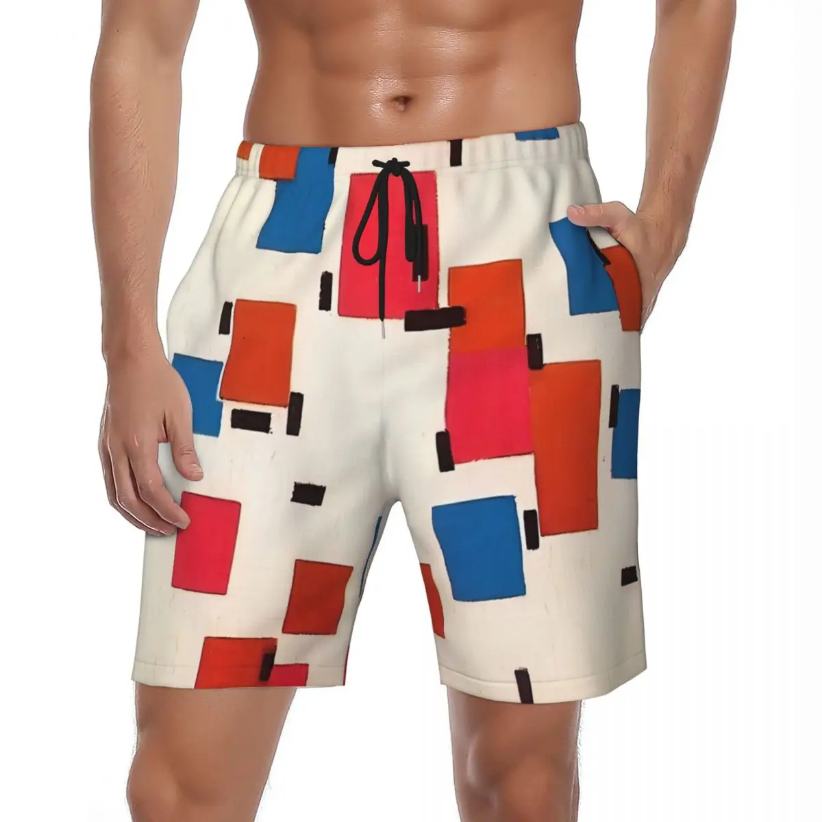 

Купальный костюм Piet Mondrian Composition в цвете, шорты для доски, летние винтажные шорты для доски, мужские плавки для бега