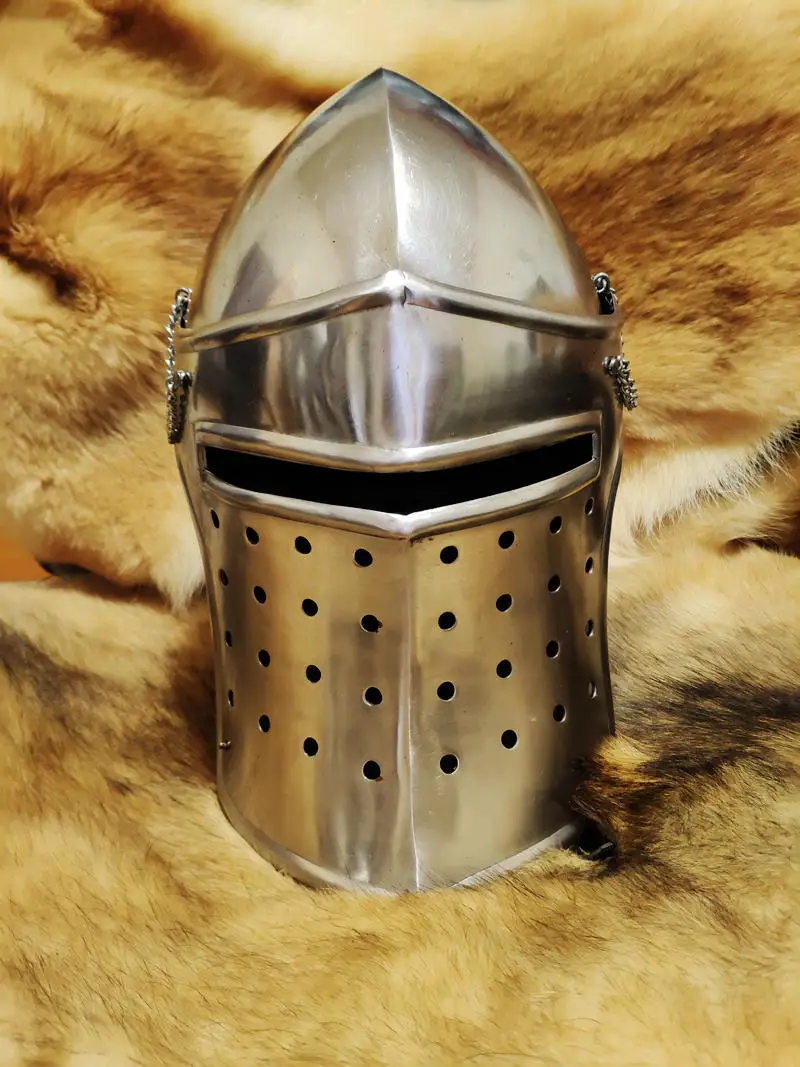 Capacete Medieval Europe Knight Steel, Italy Iron, Open Face, 1.2mm