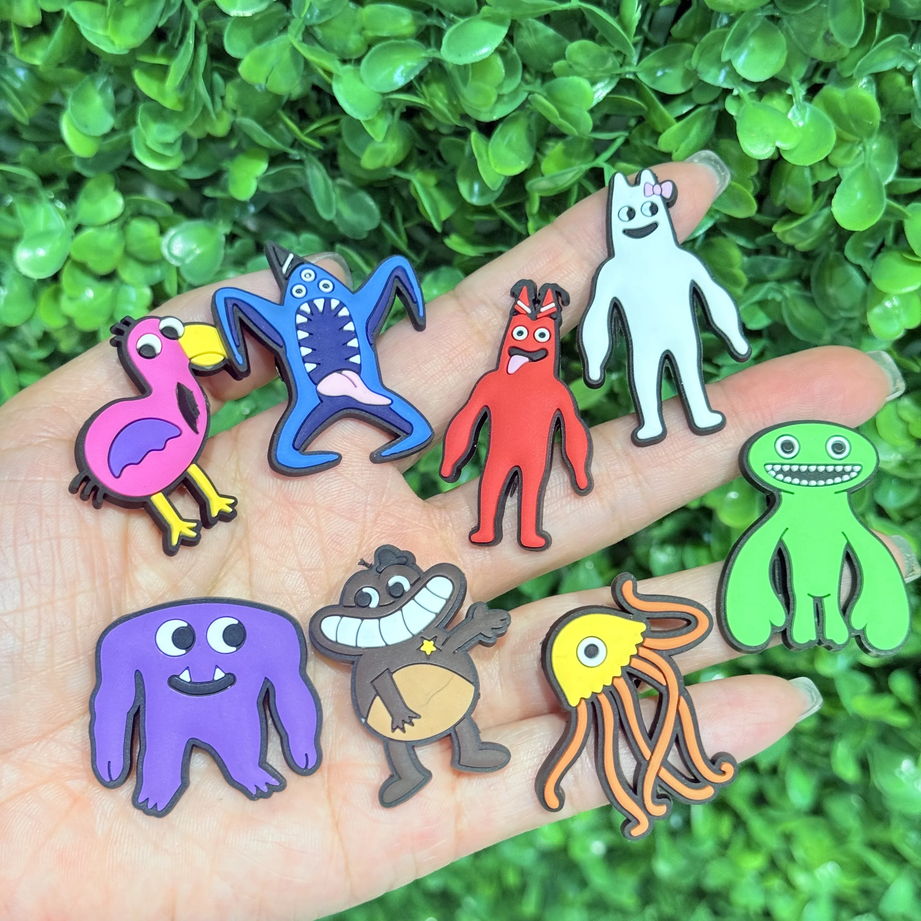 1-8Pcs Cartoon Game Monster PVC Shoe Charms Accessories Sandals Buckle Decorations For Wristbands Kid Boy Girl X-max Gift