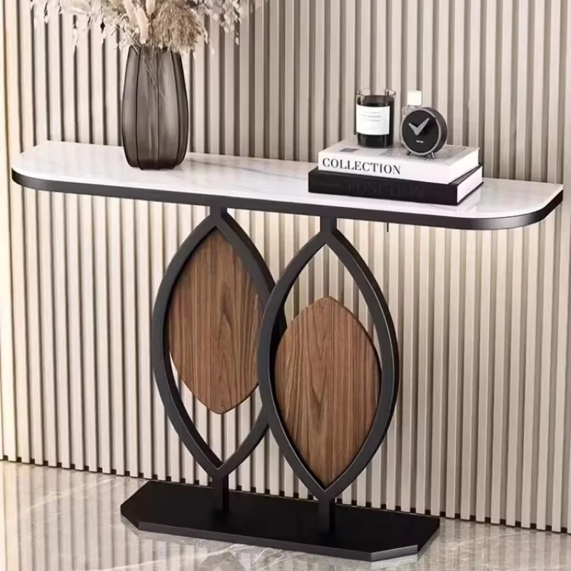 

Creative Luxury Entrance Channel Table with Marble Countertops Elegant Console Table against the Wall for Bar Cabinets