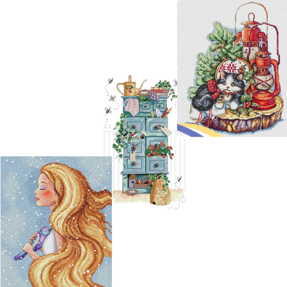 

Kitten and Horselight 36-44 Cross Stitch Kits Embroidery Needlework Sets DIY Cross-stitch Canvas Sewing Crafts