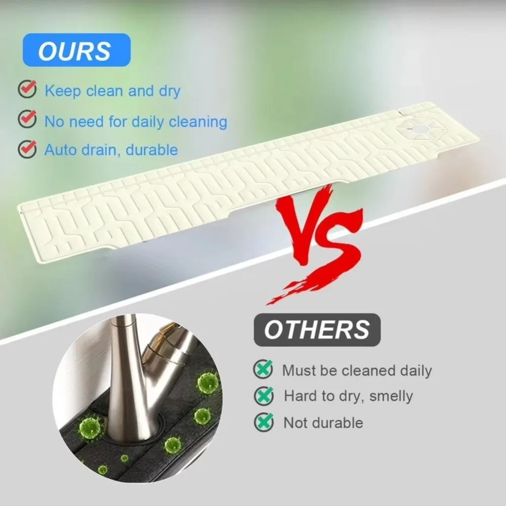 New Silicone Drain Mat Foldable Adjustable Faucet Splash Mat Non-Slip Multiple Sink Draining Mat Kitchen