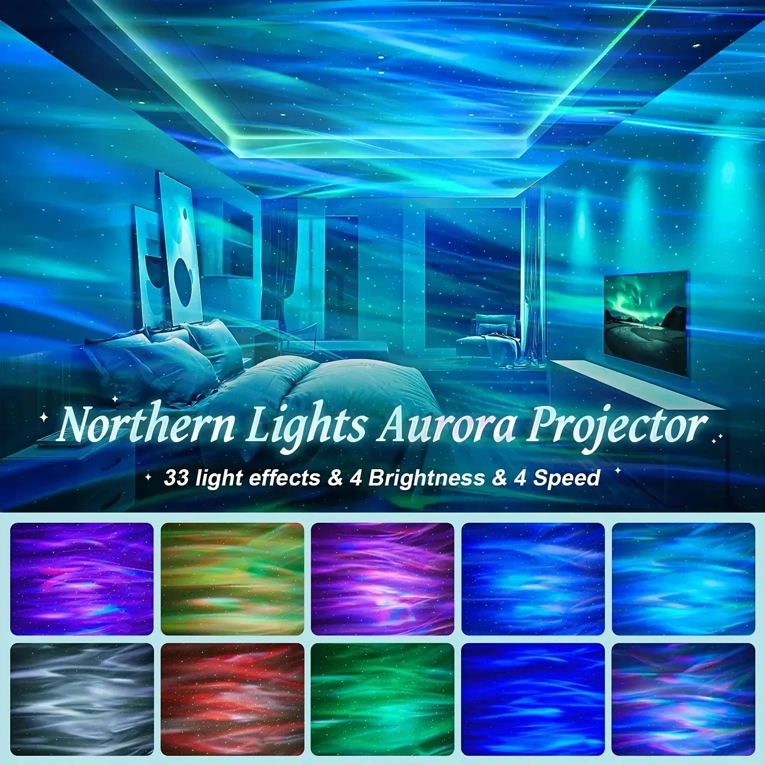 Northern Lights Starry Sky Projector LED Night Light with Remote Control USB A Variety of Styles for Home Bedroom Party Decor