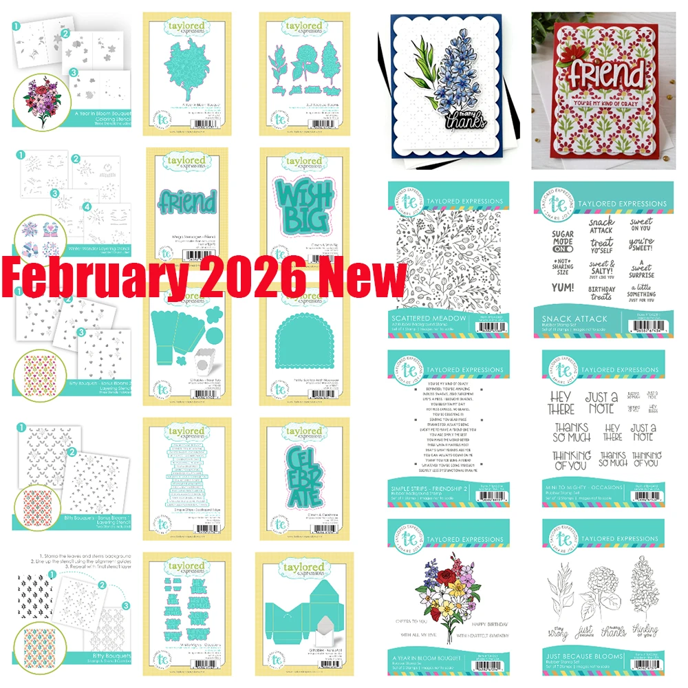 

February 2026 New Taylored Bitty Bouquets Snack Attack Metal Cutting Dies Stamps for DIY Scrapbooking Handmade Photo Album Diary
