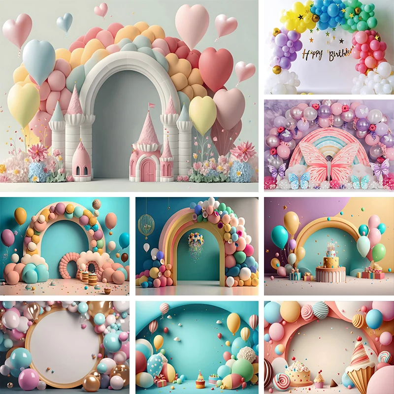 

Colorful Boho Balloons Arch Backdrop Newborn Photography With Floor Bohemian Baby Shower Party Decoration Portrait Background