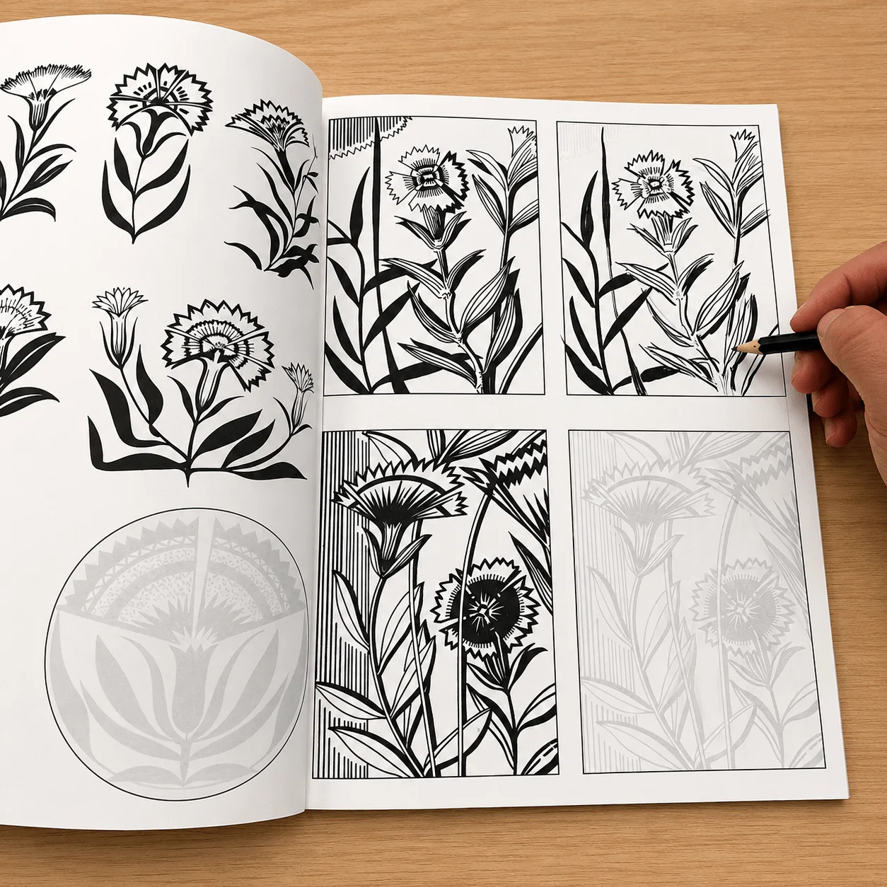 48‑Page Flower Tracing Workbook, Botanical Floral Line‑art Copy Drawing Book, Beginner Hand‑sketch Practice Activity Book
