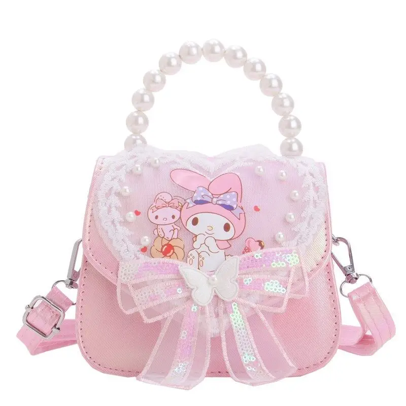 

Sanrio My Melody Princess Crossbody - Kids Glitter Purse with Heart Charm & Snake Year Gift Box Kawaii Girls Gift