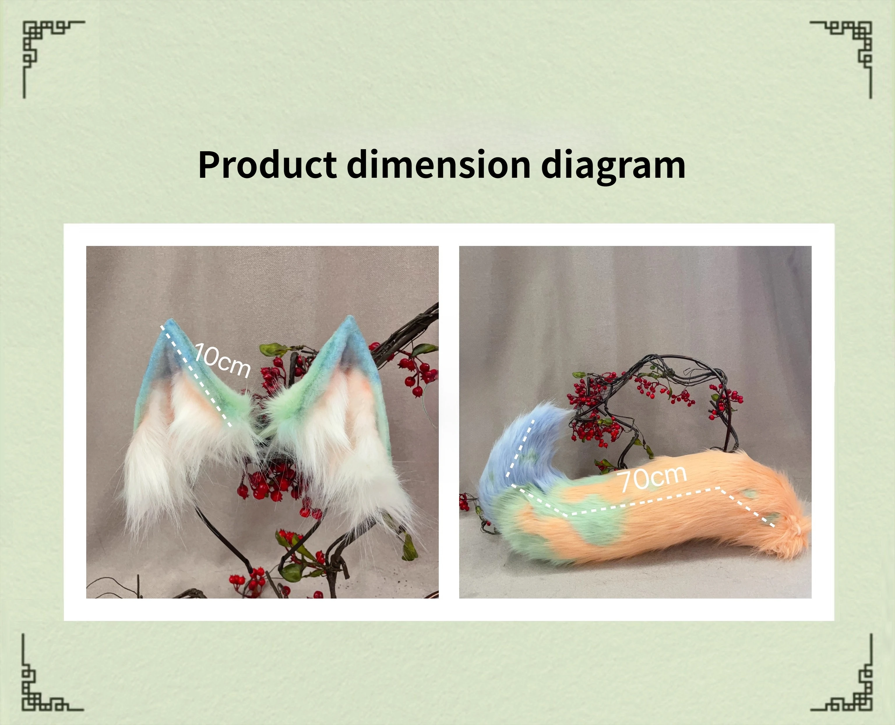 Neue handgemachte Arbeit Halloween Biqiong Wolf Ohren Hairhoop Schwanz Set Anime DIY Kostüm Zubehör nach Maß Kopfbedeckung