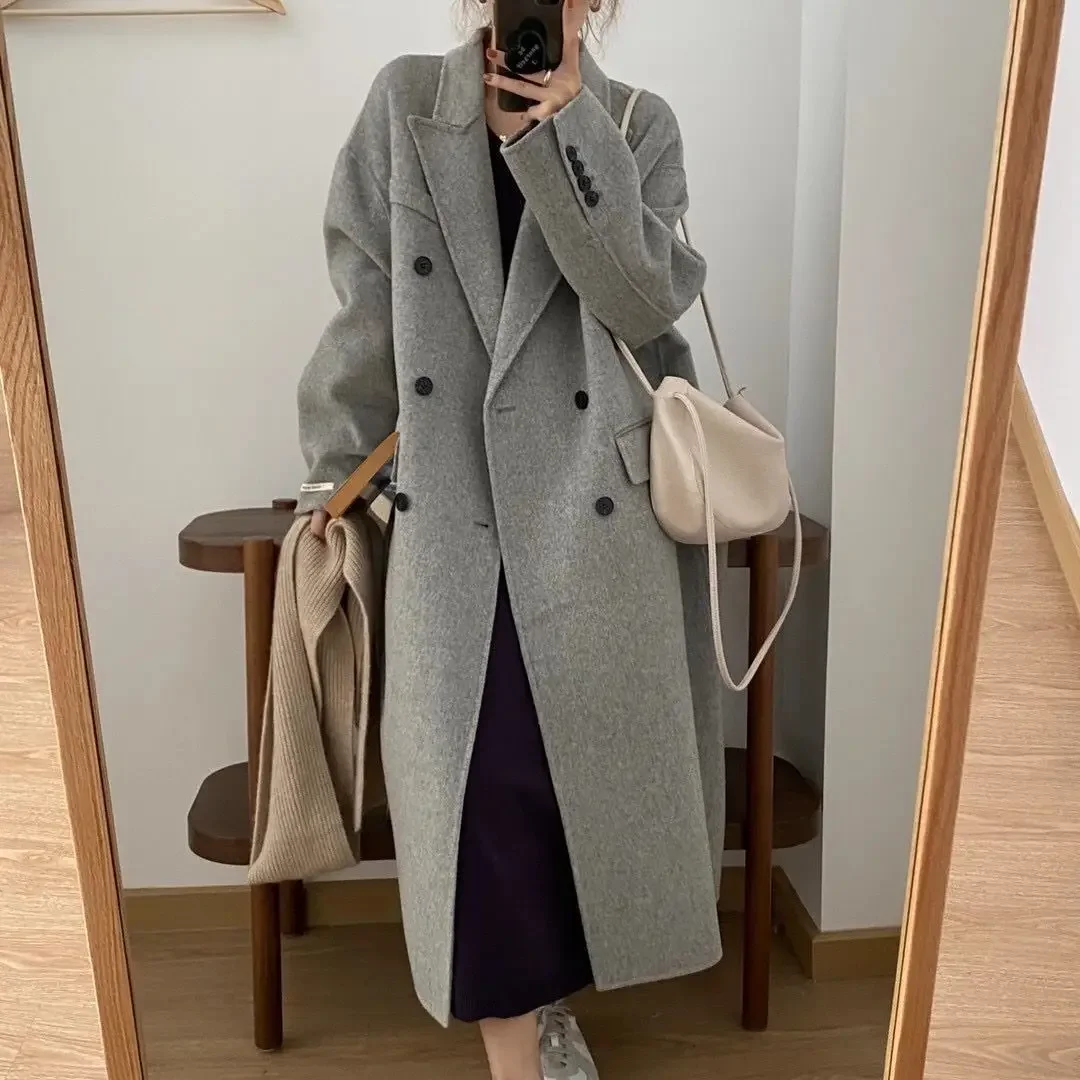 South korea Dongdaemun Woolen Jacket Women Autumn and Winter New Loose Mid-Length Profile Small Woolen Coat