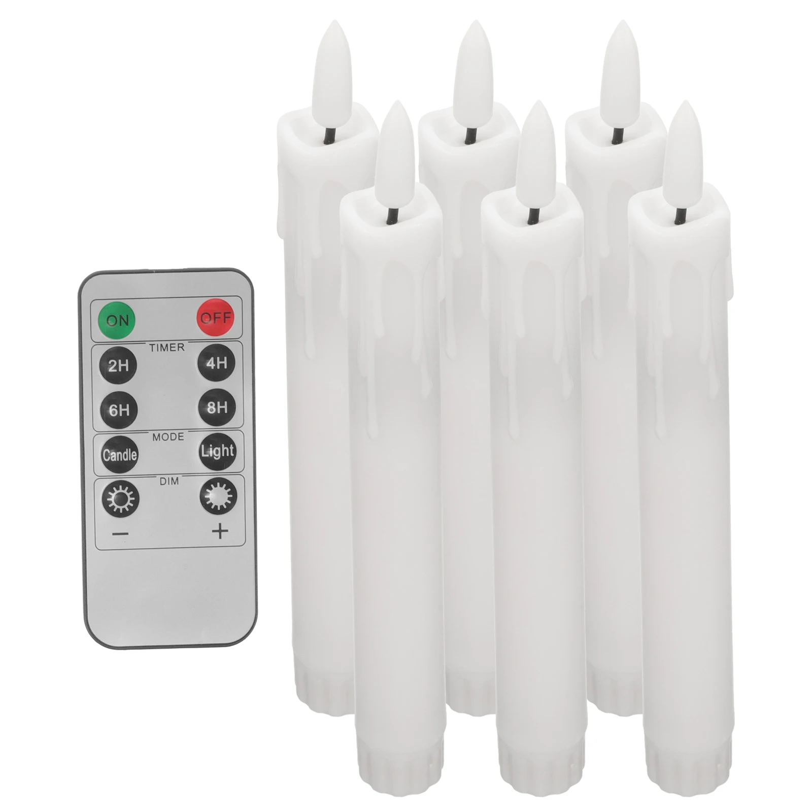 

6Pcs Flameless Taper Candles Operated LED Candles Flickering Warm Light for Indoor Home Church Decoration