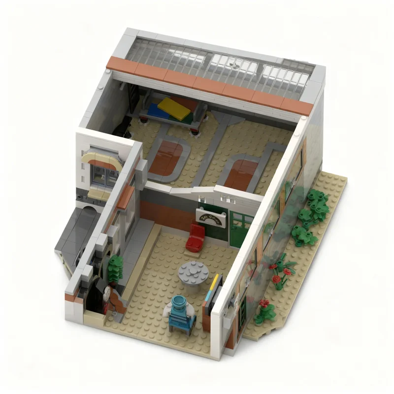 4710pcs MOC Modular Buildings Modular School Inverted Corner Alternate Build Town Hall Corner Garage Model Building Blocks Toys
