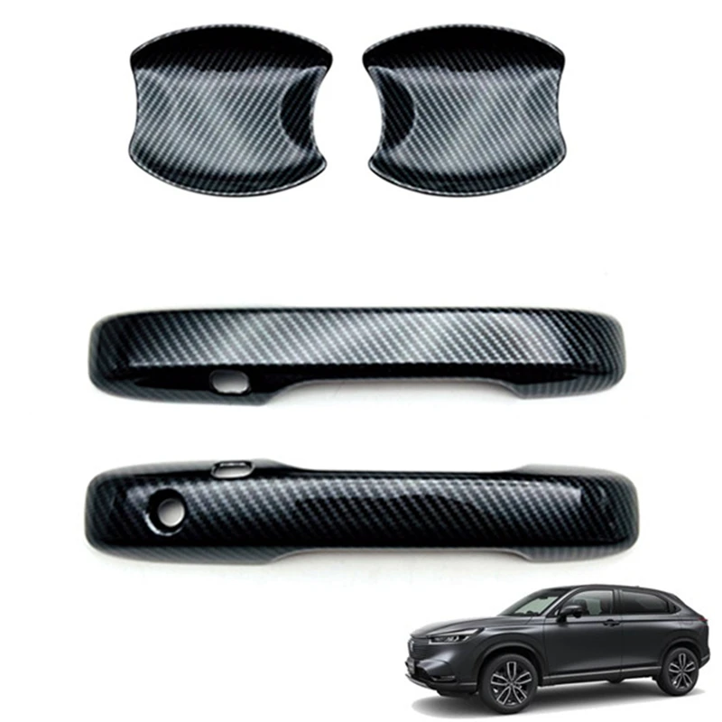 

Car Carbon Fiber Front Door Handle Cover Trim Sticker Door Handle Bowl Cover Trims For Honda HRV HR-V Vezel 2021 2022 RHD