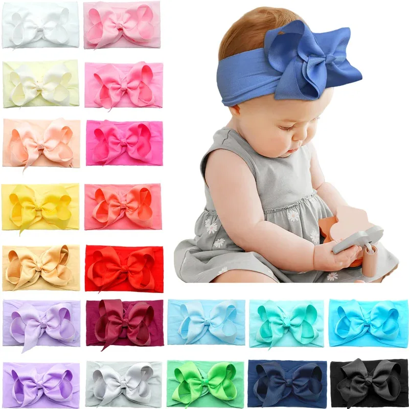 20 Colors Baby Nylon Knotted Headbands Girls Big  Hair Bows Head Wraps Newborn Infants Toddlers Hairbands
