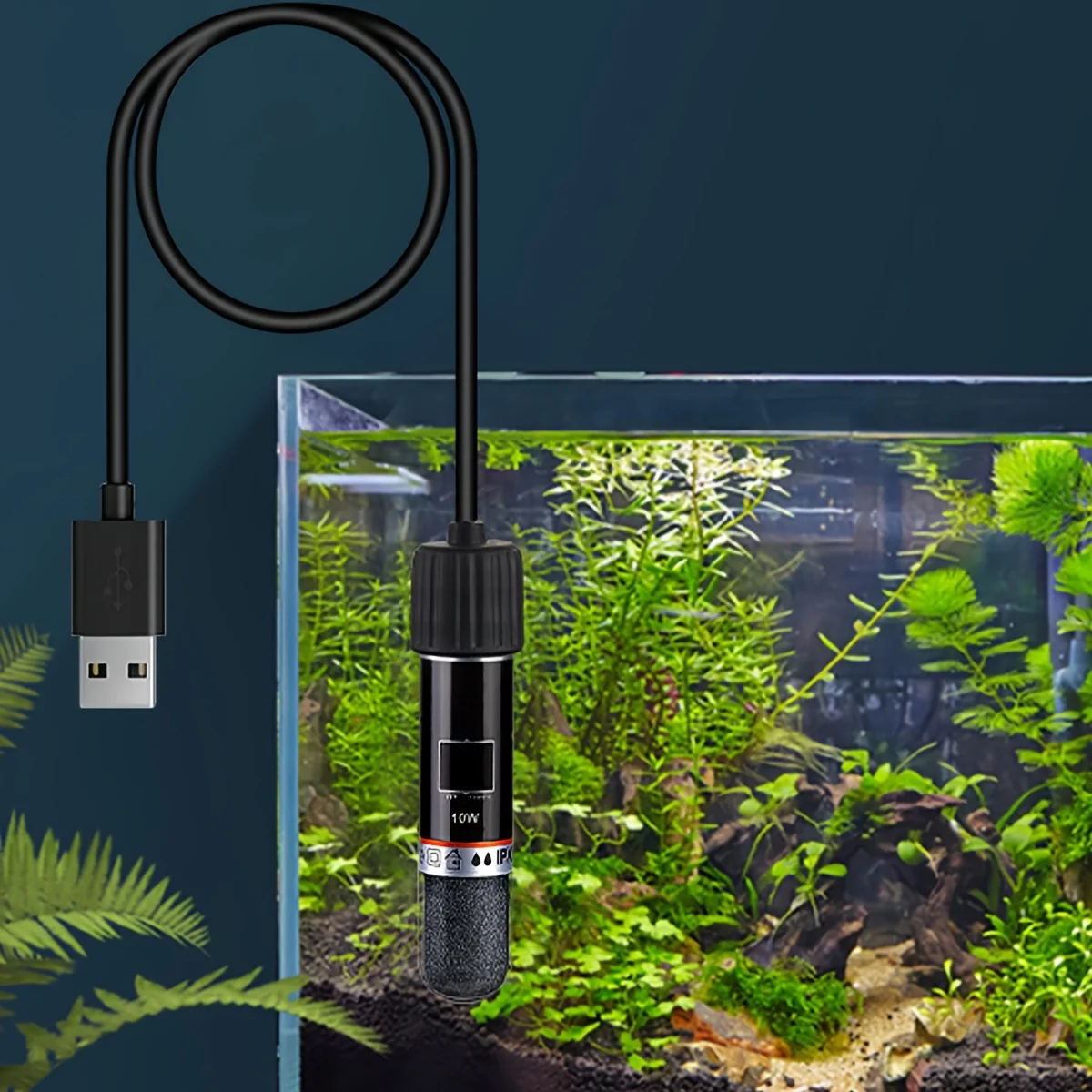 Mini Calentador USB 10W 26 ℃ Varilla calefactora de temperatura constante, cuarzo silencioso, segura para dispensador de agua para mascotas, calefacción de acuario y pecera