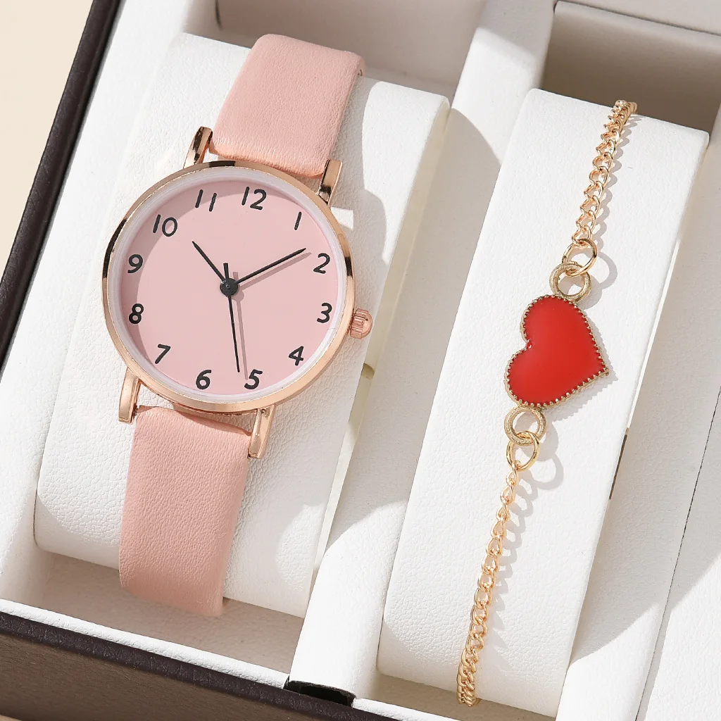 2025 New Watch Set Women Fashion Casual Leather Belt Watches Simple Ladies Round Dial Quartz Wristwatches Reloj Mujer No Box