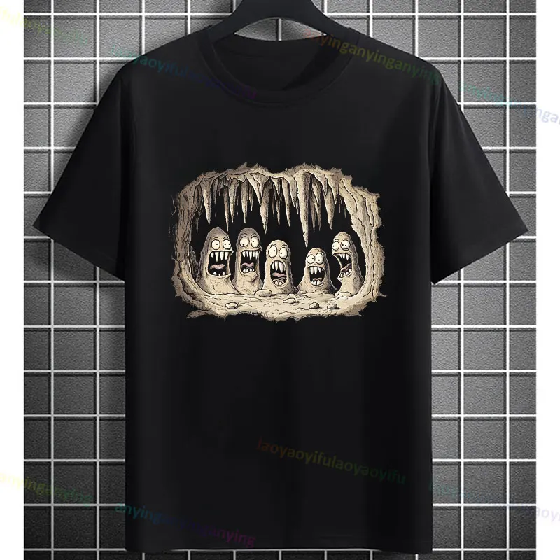

Funny Cave Exploration Graphic T-shirt for Man & Women Pure Cotton Short-sleeve Humor Style Fashion Casual Tee Outdoor Clothing